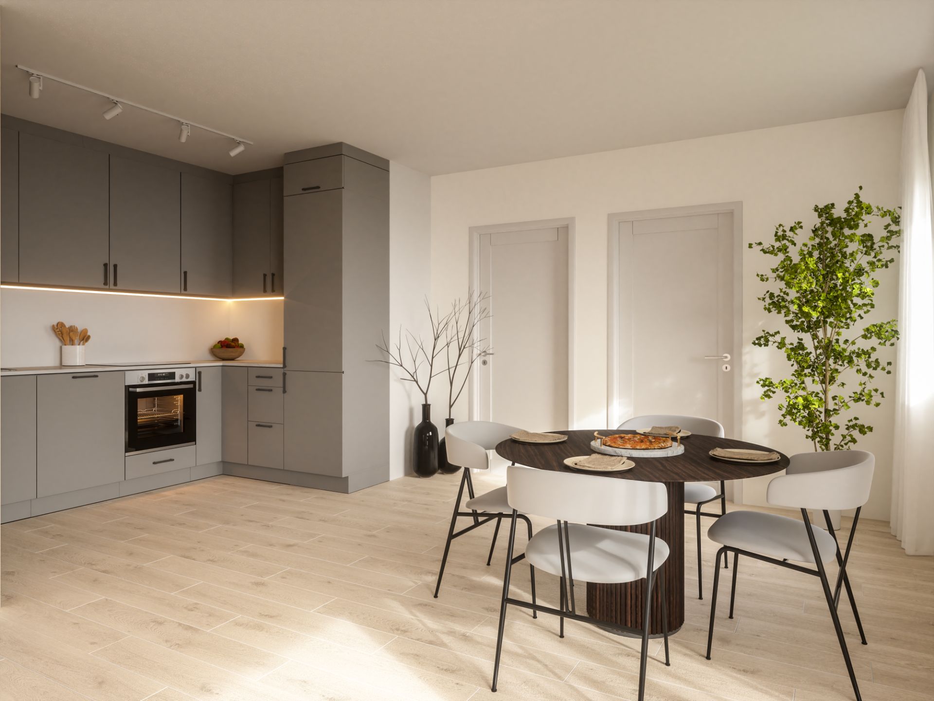 3- roms med inntrukket veranda