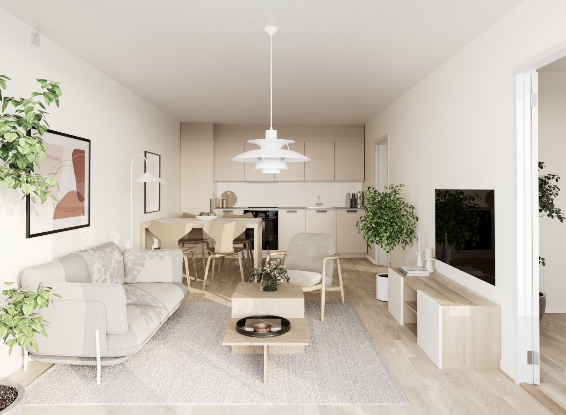 Energieffektive leiligheter med god kvalitet. Ny, lys eikparkett gir et moderne og lettstelt gulv – rent uttrykk fra dag én.