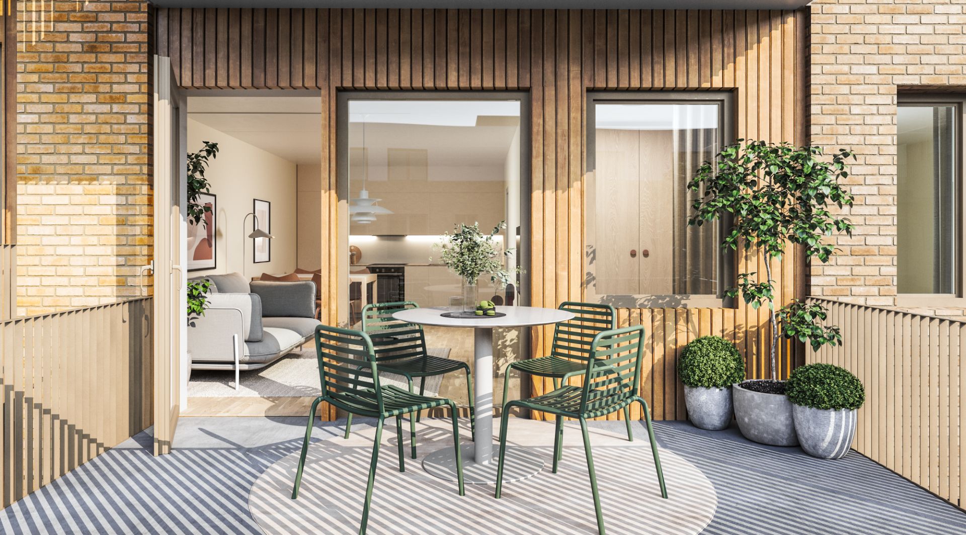 Trivelige og romslige balkonger med god plass til utemøbler. Her kan solen nytes!