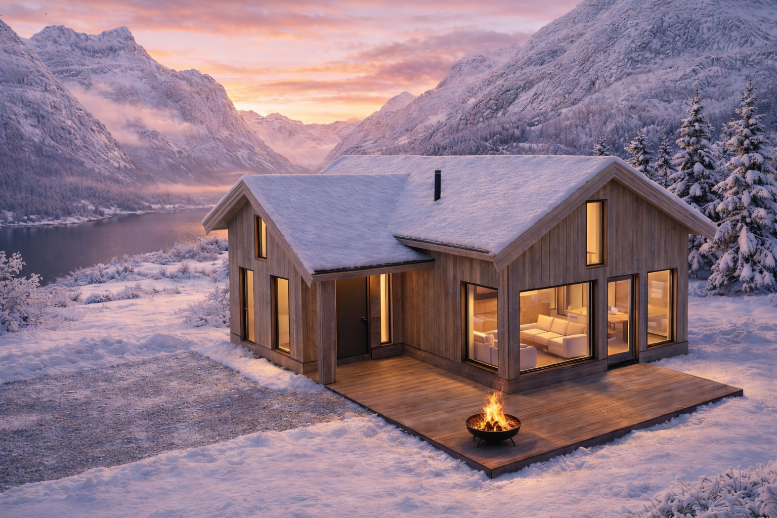 Hyttemodell A. Kun for illustrasjon. Se tegninger.