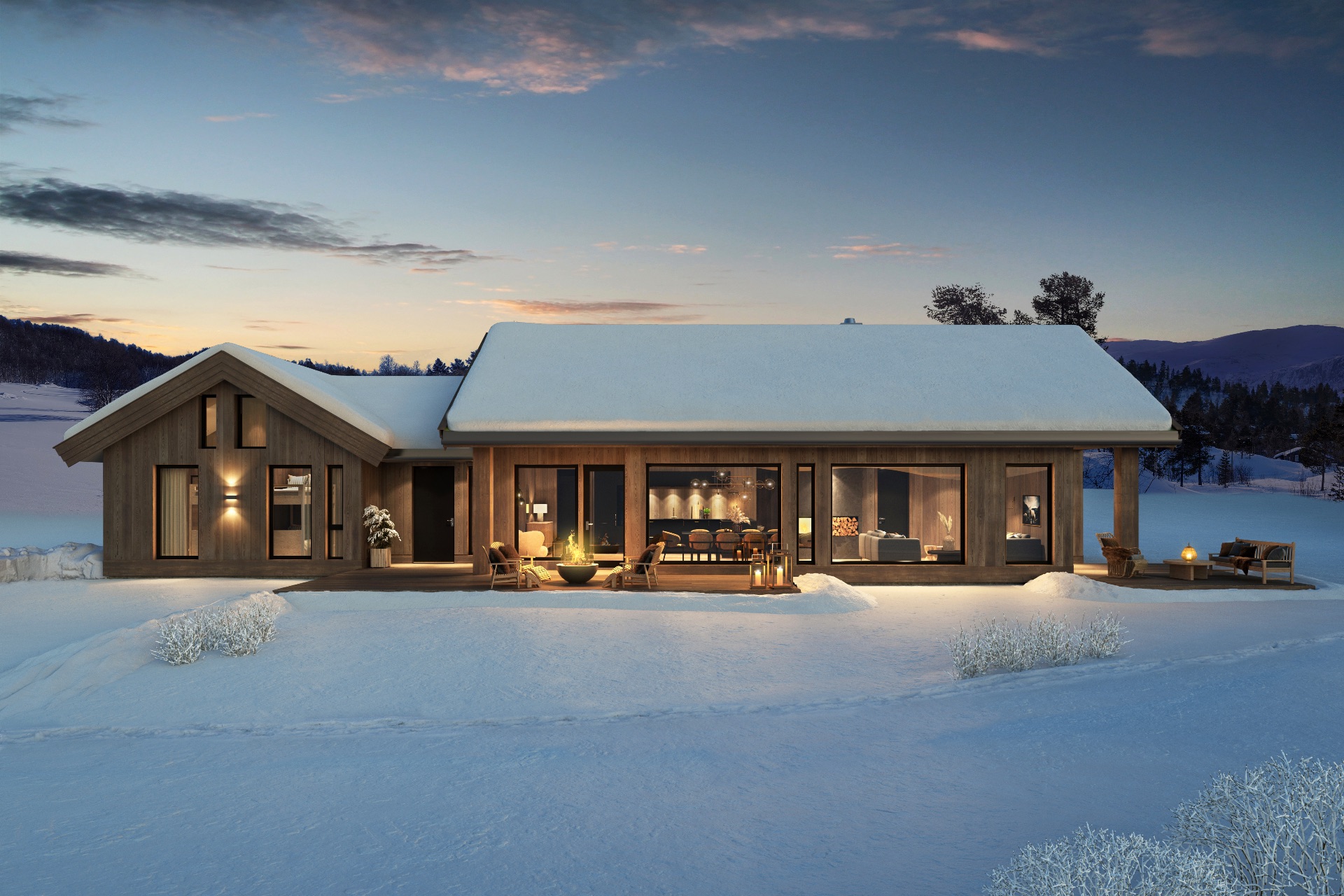 Hyttemodell C. Kun for illustrasjon. Se tegninger.