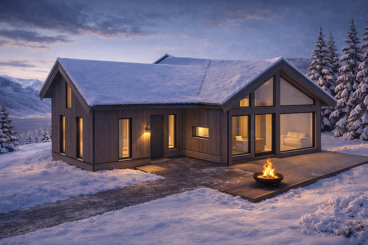 Hyttemodell B. Kun for illustrasjon. Se tegninger.