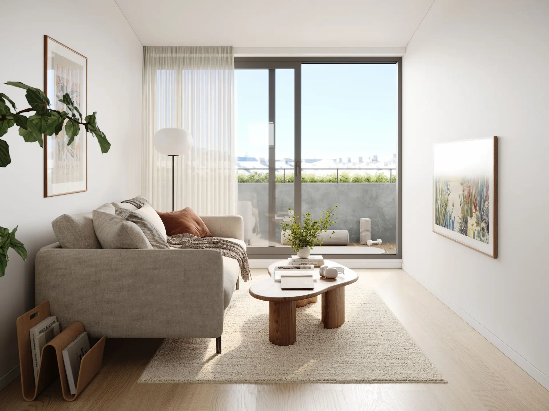 Living room of the Scandinavian loft apartment on Cort Adelers in Oslo