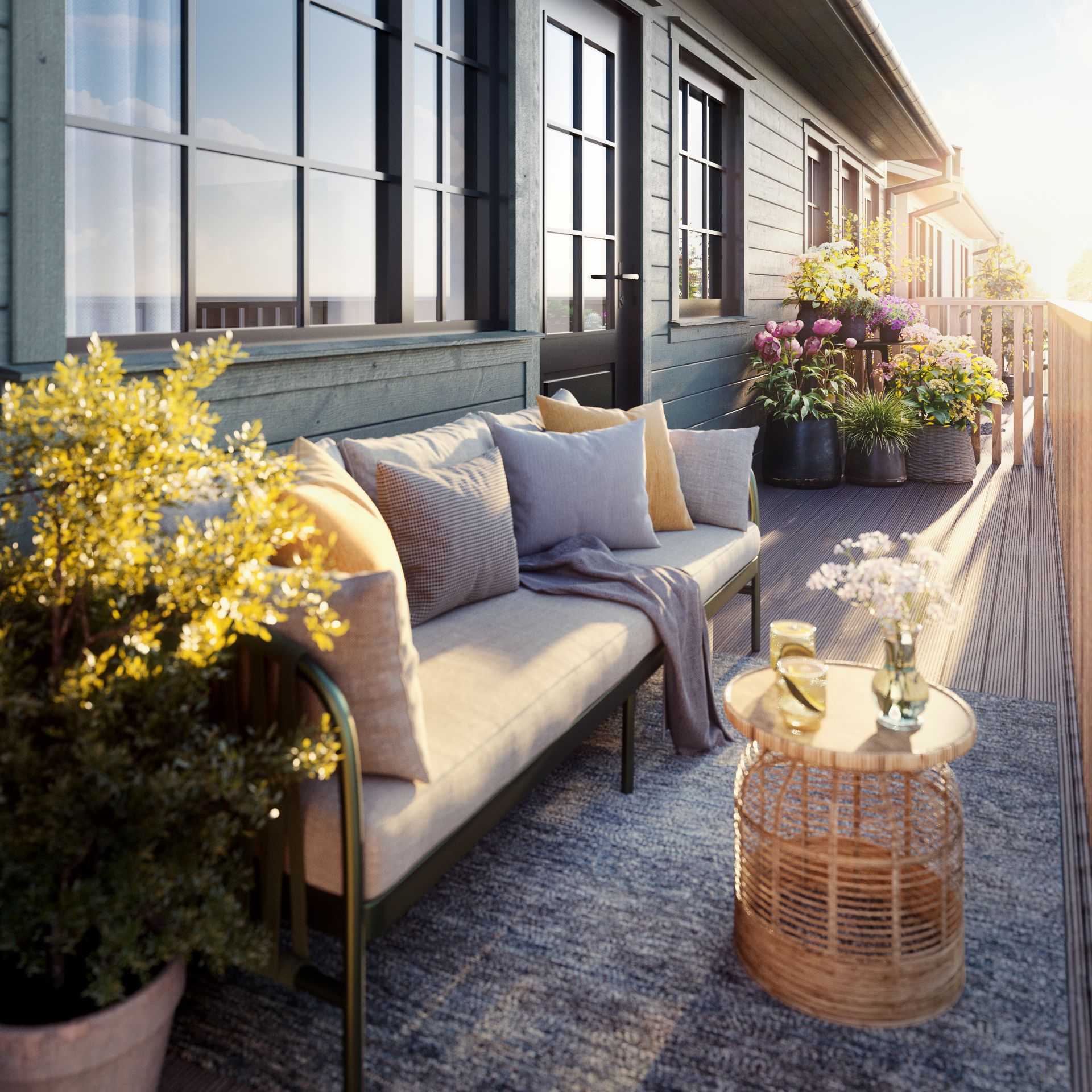 Solrike uteplasser med fin utsikt