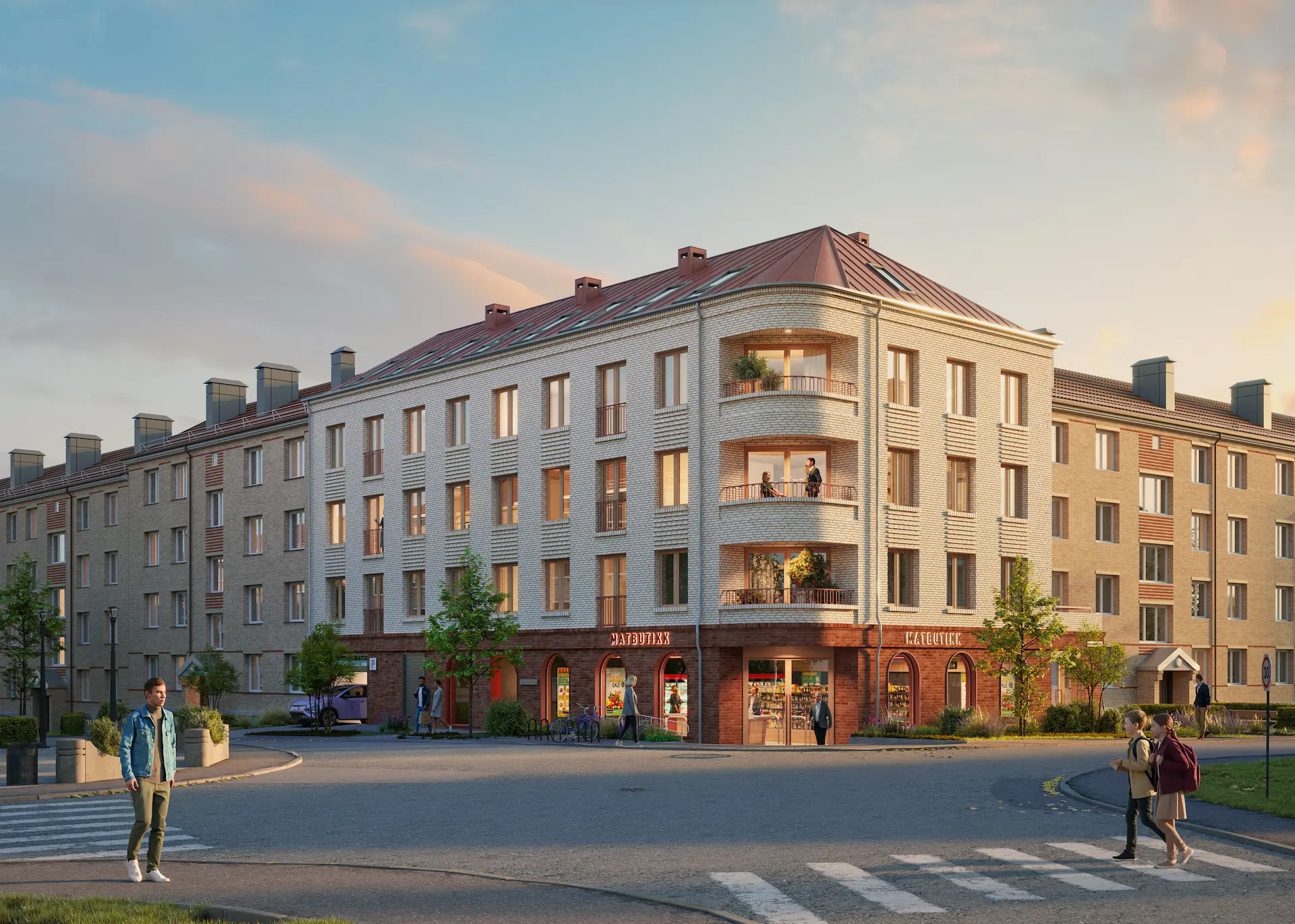 Street view of new building at Kalbakkstubben 14 by Predio AS.
